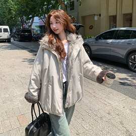 2026新款时尚派克服女春季百搭美式复古工装外套加绒加厚拉链衫潮