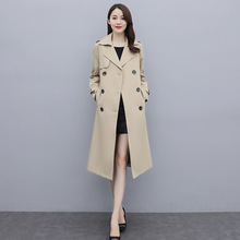 2022秋冬新款实拍现货韩版翻领复古风Chic气质绑带中长款风衣外套