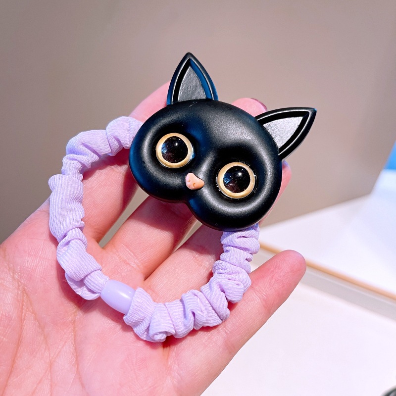 Japanese And Korean New Style Cute Cat Hair Rope Color Small Intestine Cloth Ring Girl Ball Head Rope Tie Hair Rubber Band Jewelry display picture 13