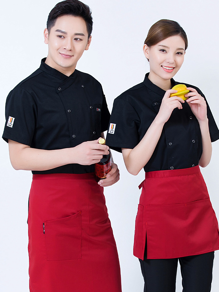 Uniformes de chef personalizados de alta gama, ropa de trabajo de chef de manga corta, transpirable y resistente al desgaste, uniformes de cocina de hotel de manga larga para hornear y cocinar en caliente para mujeres
