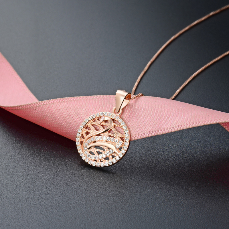 925 plata esterlina collar cisne moda femenina simple lujo ligero alto sentido universal cadena de clavícula colgante redondo de piedra