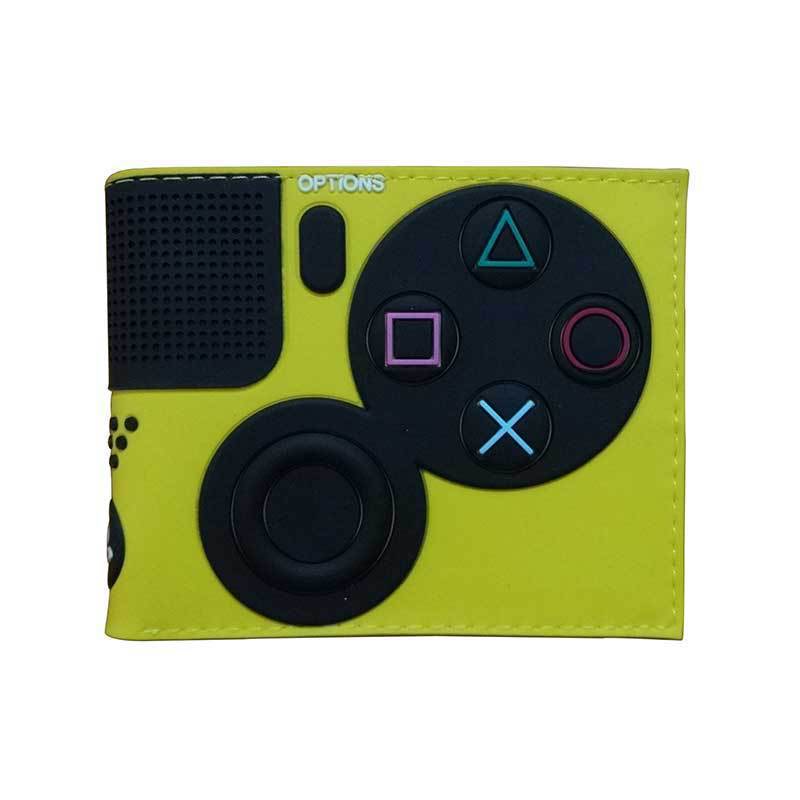 Cartera PSP, botón de control de patrón de mango de juegos, cartera corta de dos plegas, cartera PU juvenil