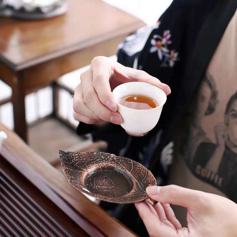 Transfronterizo fábrica directa aleación posavasos taza de té aislamiento posavasos hoja residual posavasos Kung Fu ceremonia del té Accesorios
