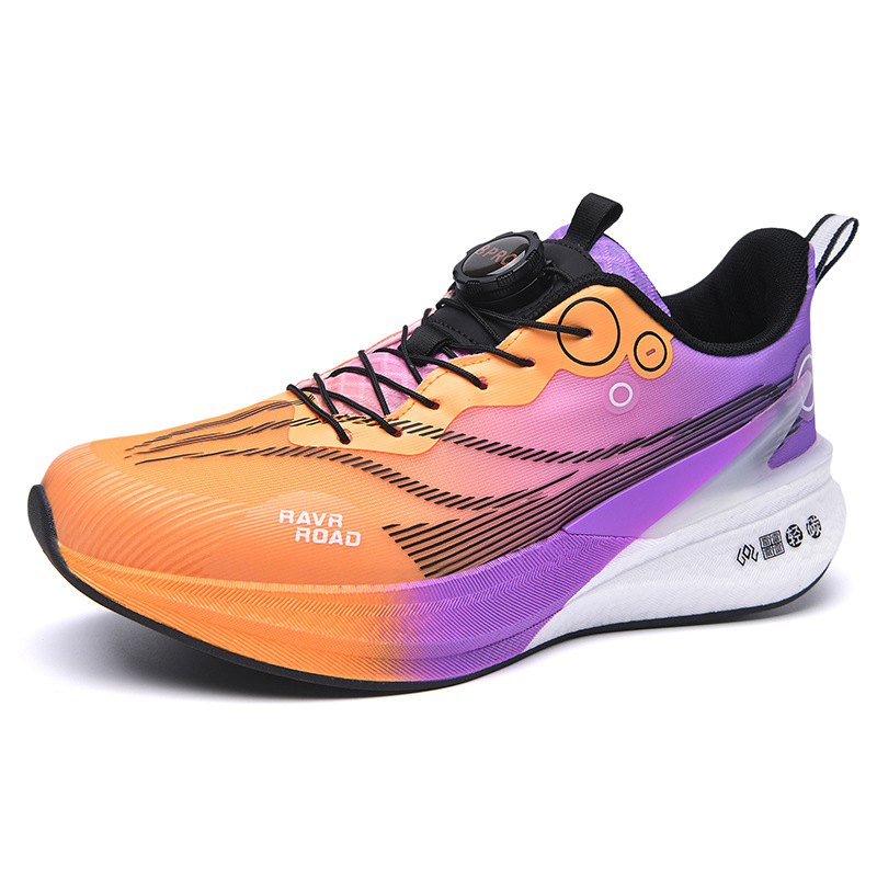 Zapatos para correr con tabla de carbono para estudiantes de primaria y secundaria, zapatos deportivos con hebilla giratoria de suela realmente explosiva, clases de educación física, zapatos ligeros para niños, primavera y verano