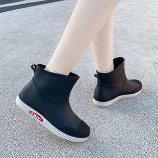 Fashion Two-color Plastic Jelly Rain Boots Women's Casual Korean-style Non-slip Low-barrel Kitchen Rain Boots Outer Wearing Fishing Water Shoes
