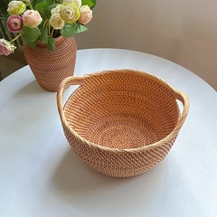 Vietnamese rattan storage basket fruit basket clutter storage basket real rattan autumn rattan weaving home creative handle basket