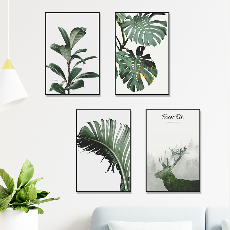 Simple Tropical Green Plant Leaf Flat Rectangular Photo Frame Wall Sticker display picture 3