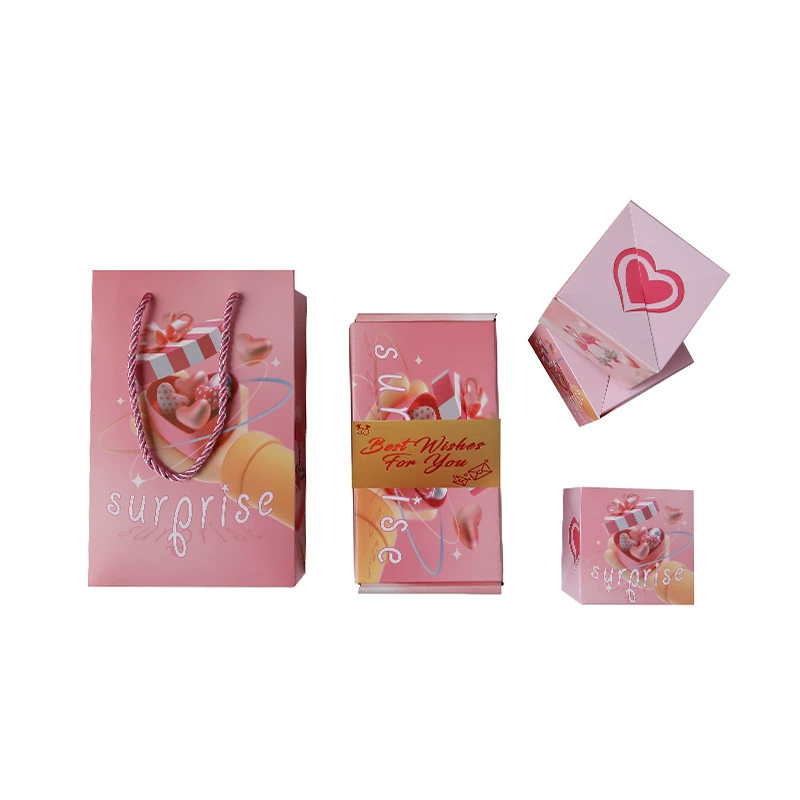 Birthday red envelope surprise bouncing box full sky fly folding explosion shot red envelope creative gift box