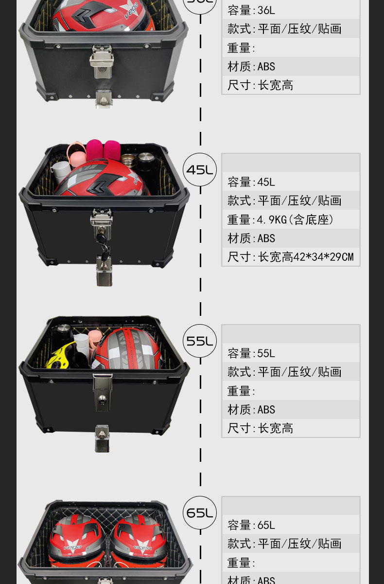 Ayay Tail Box Non-Aluminum Alloy Motorcycle Trunk Scooter Rear Trunk