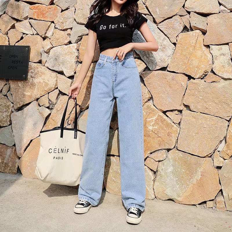 Super High-Waisted Wide-Leg Jeans for Women, Spring and Autumn 2026 New Style, Loose Straight-Cut, Slimming, Drapey, Floor-Length Pants Super High-Waisted Wide-Leg Jeans for Women, Spring and Autumn 2026 New Style, Loose Straight-Cut, Slimming, Drapey, Floor-Length Pants