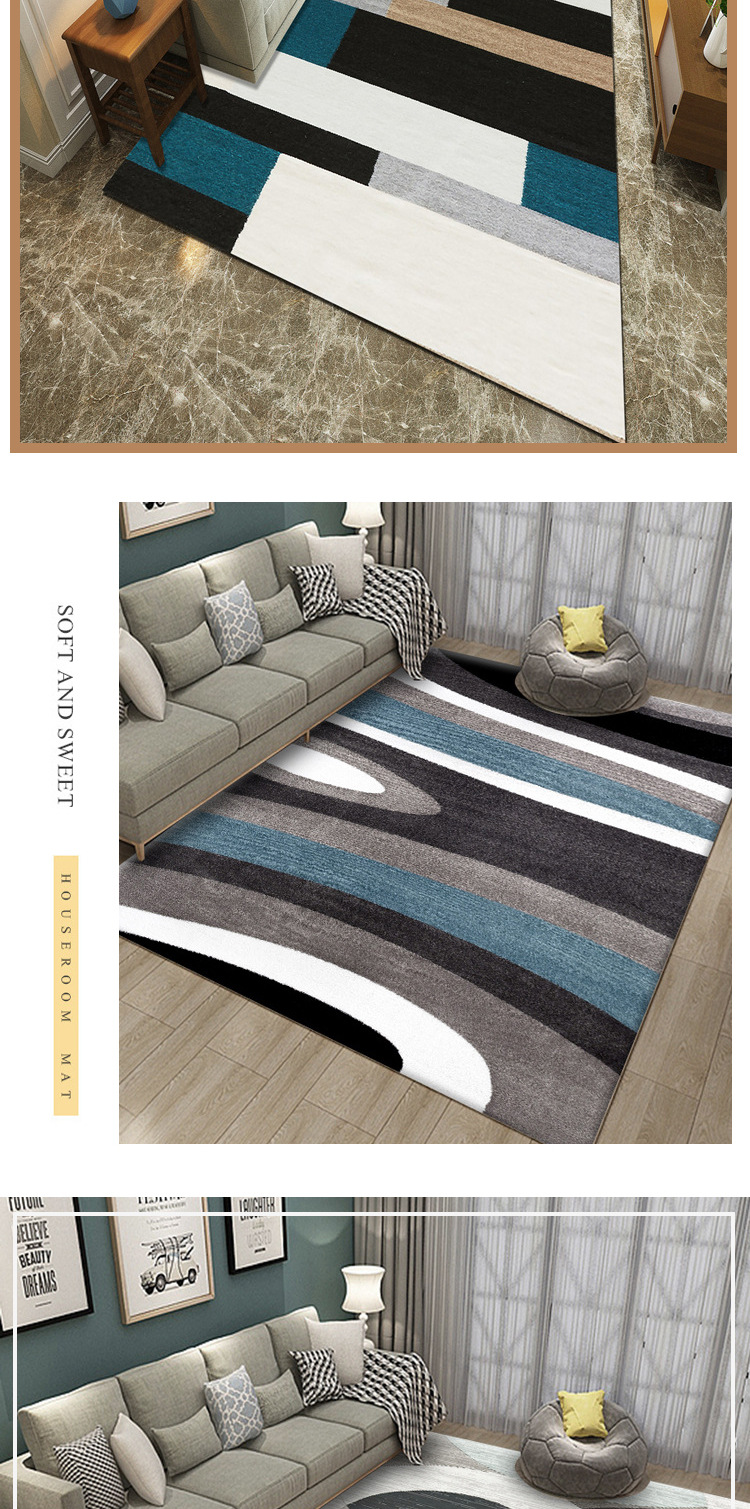 现代简约北欧地毯客厅卧室床边满铺地毯地垫北欧ins几何家用地毯详情7