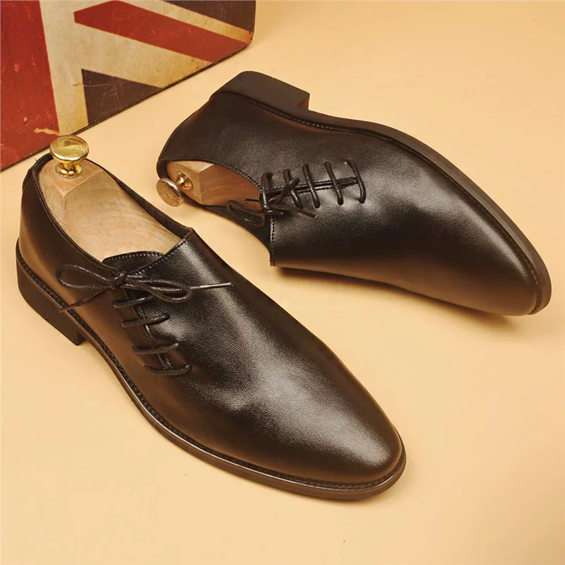 2025 летний новый мужской бизнес-обувь кожаная обувь с острыми шнуровками в британском стиле