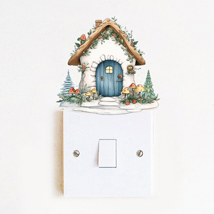 Mushroom cabin bedroom living room switch stickers home decoration beautification waterproof wall stickers wholesale foreign trade