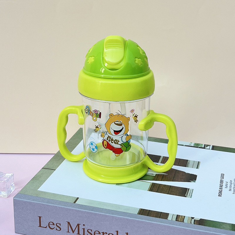 Taza de leche para niños Bouncing niños taza de bebé taza de agua portátil lindo dibujo animado bebé paja de leche
