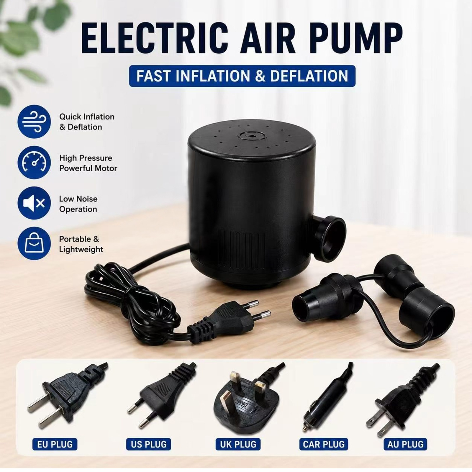 SS-719 Household Inflatable Electric Pump, US Standard Inflatable Pump, Corded Electric Air Pump, 110V Household Rechargeable Pump