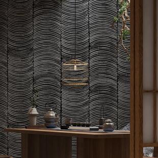 Black tile wallpaper new Chinese style wall cloth background wall living room sofa film and television Wall wallpaper non-woven mural