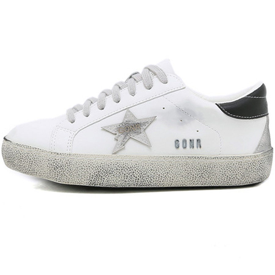 Zapatillas de deporte blancas pequeñas retro Harajuku multi-fósforo calle tiro estrella estudiante talla grande 44 pareja familia zapatos sucios exportación estilo caliente