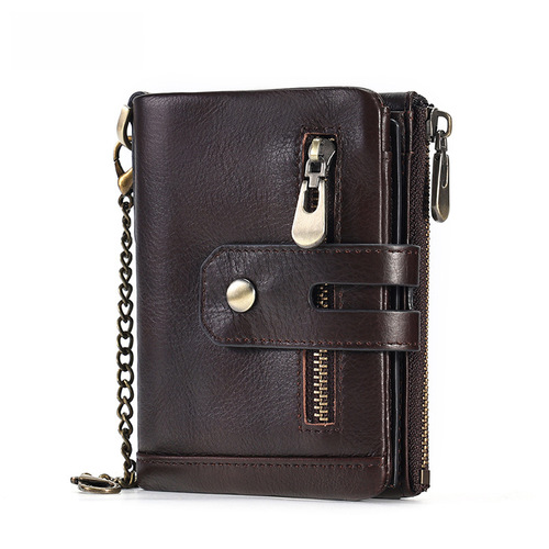 Men's wallet leather anti-theft RFID retro wallet multi-slot genuine leather wallet short wallet men's bag 