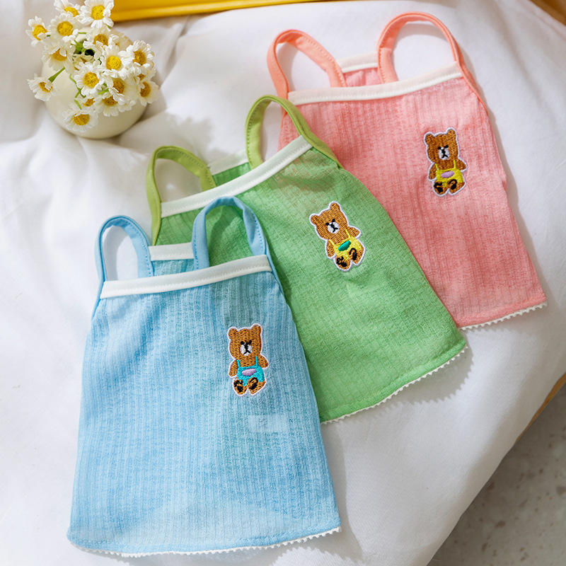 Primavera y verano encantadores perros coreanos dibujos animados dopamina oso cabina perros pequeños gatos de dos patas ropa de perro