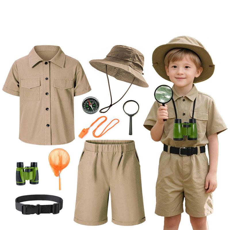Kids Explorer Costume Boys Girls Hunting Camping Trailblazer Outdoor Outfit 3-13 Years