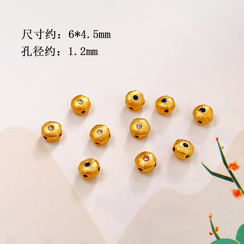 S925 ancient silver gold-plated diamond ball waist-shaped separator bead bracelet jewelry DIY accessories wholesale