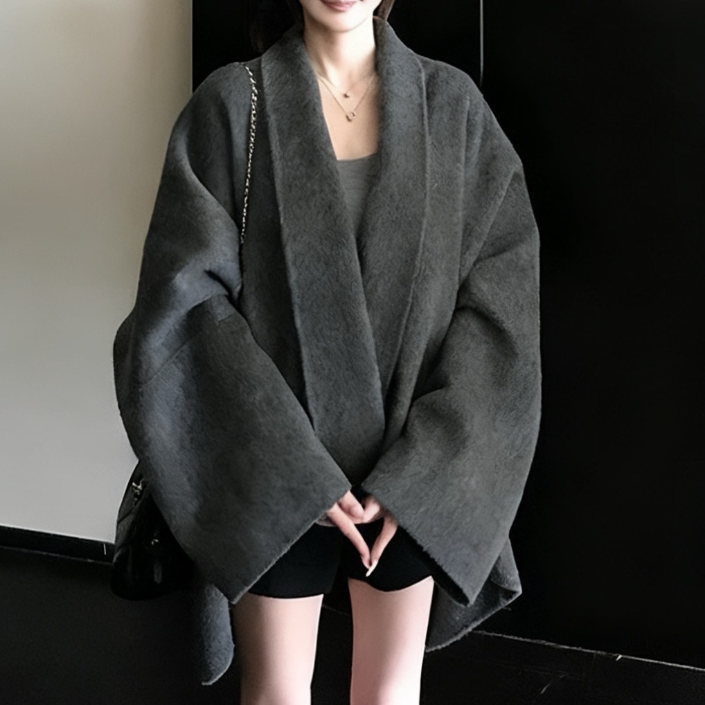 Jiao Jie Yb Series Cape Coat 880g Camel Velvet Mulberry Silk Wool Double-Sided Wool