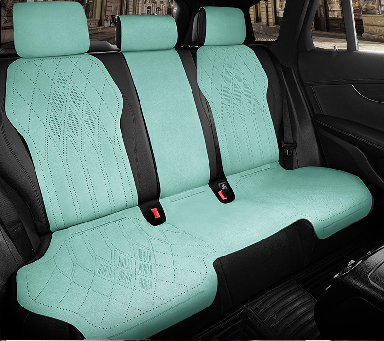 Car One-Piece Saddle Cushion, Universal for All Seasons, Suede Leather Perforated Breathable Seat Cushion, Seat Cover