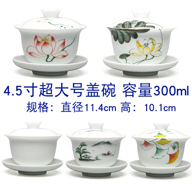 Tea cup, big blue and white ceramic tea set, hand painting