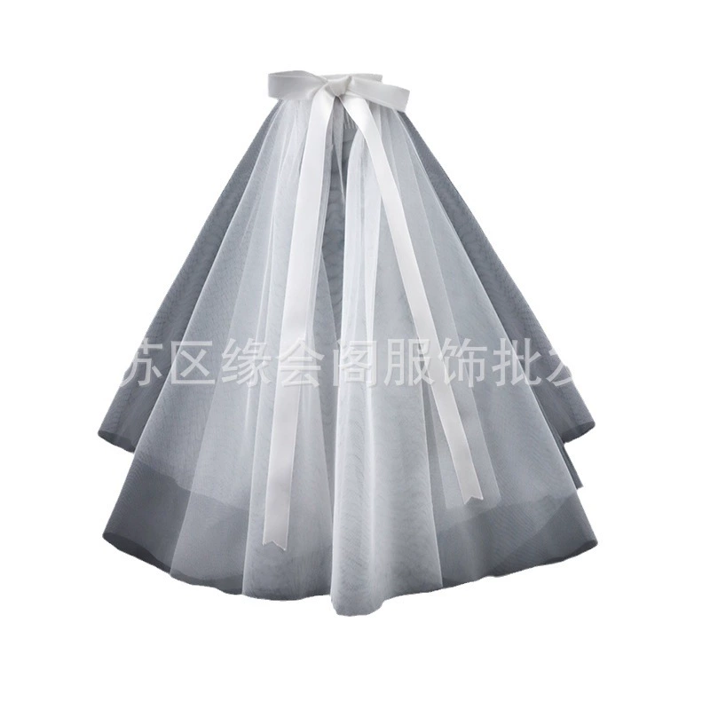 veil, Bridal White Veil, Single or Double Layer, 40–80 cm, Hair Comb or Hairpin Options