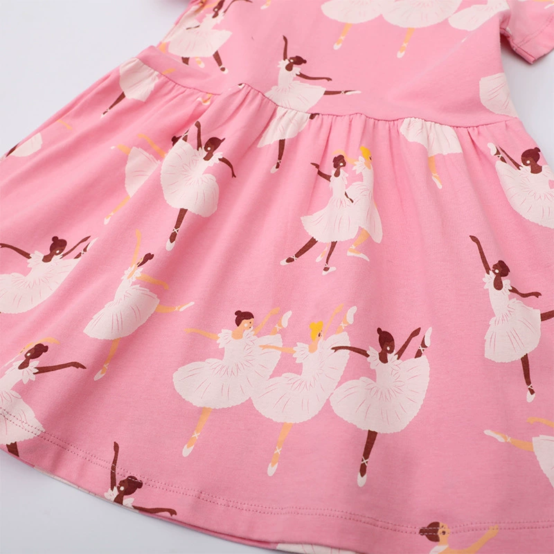 Summer skirt, cartoon knitted short sleeve dress, cotton small princess costume, children's clothing, European style