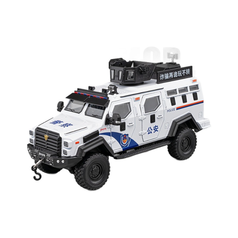 Coche a modelo de coche de aleación genuino 1:24 tigre dientes de sable coche de policía todoterreno luz de sonido retroceso coche de juguete decoración del modelo de sonido