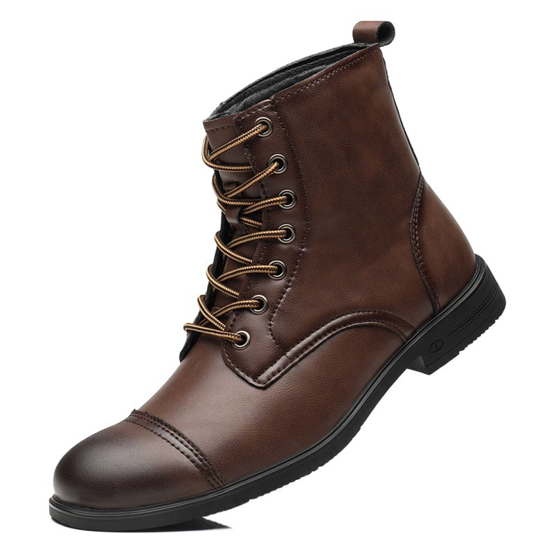 Трансграничная Внешняя торговля, осенне-зимние Ботинки Martin с высоким берцем, мужские ботинки на флисовой подкладке, мужские ботинки из натуральной кожи в британском стиле ретро, мотоциклетные ботинки