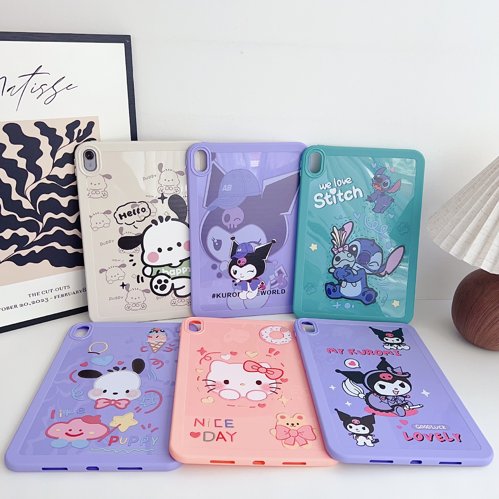 Cartoon photo frame painting for glory Honor pad 8 12 inch protective cover ultra-thin soft case pink cat