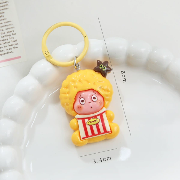 Cartoon keychain/round style-Popcorn Star