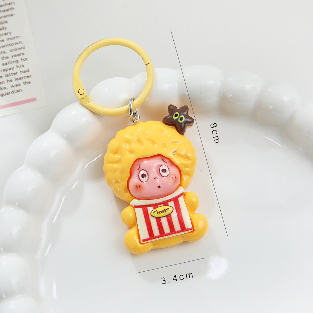 카툰 키링/원형 - 팝콘스타