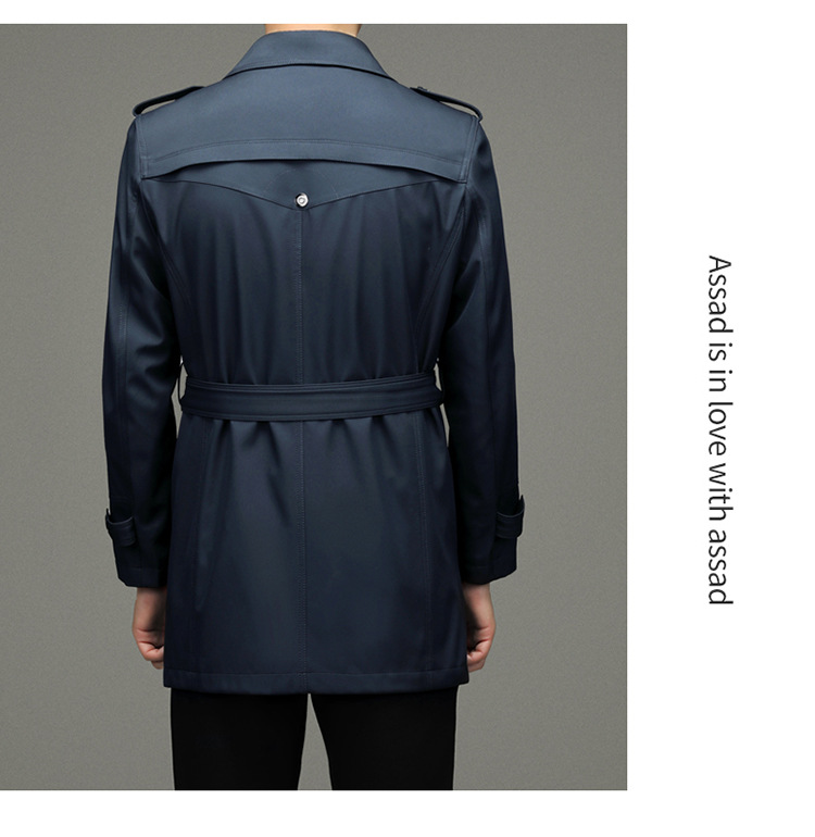 Monochrome Man - Veste trench-coat mi-longue à boutons pour homme, collection printemps-été 2024, idéale pour les jeunes professionnels d'âge mûr._voghion.com
