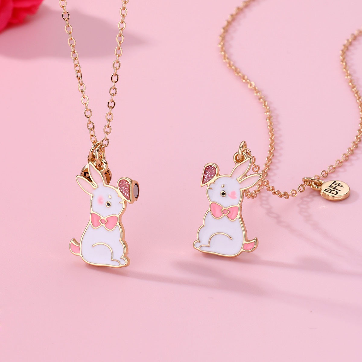 Cute Simple Style Rabbit Heart Shape Alloy Enamel Easter Kid'S Pendant Necklace display picture 5