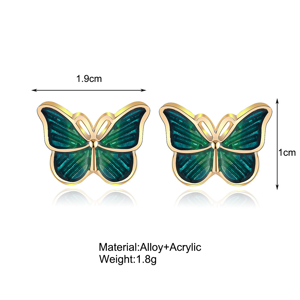 creative simple retro dark green butterfly earringspicture1