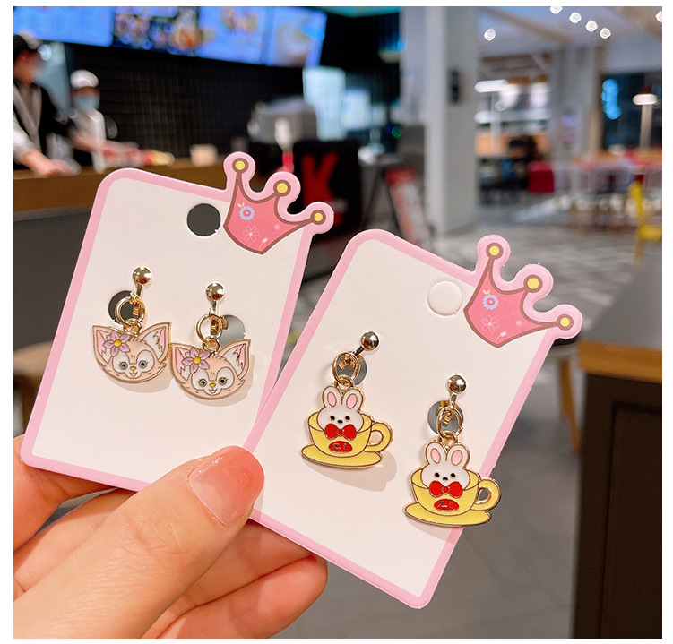 Cartoon Style Rabbit Rainbow Bear Alloy Kidu0027S Drop Earrings 1 Pair