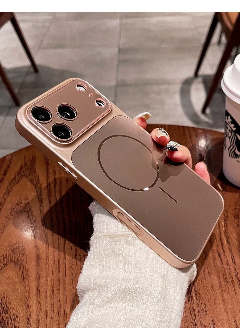 适用苹果18promax手机壳秒变大视窗AG流光磨砂磁吸iPhone17保护套