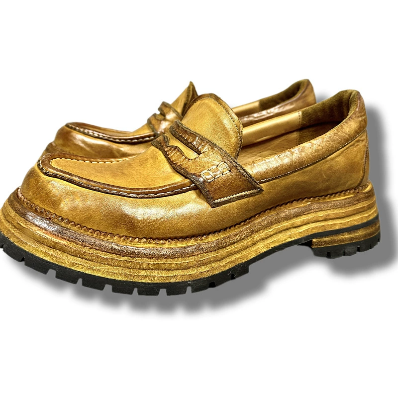 Мужская обувь Goodyear, повседневная обувь из конской кожи на толстой подошве, кожаная обувь в стиле ретро, меняющая цвет, лоферы, Мужская обувь в стиле ретро