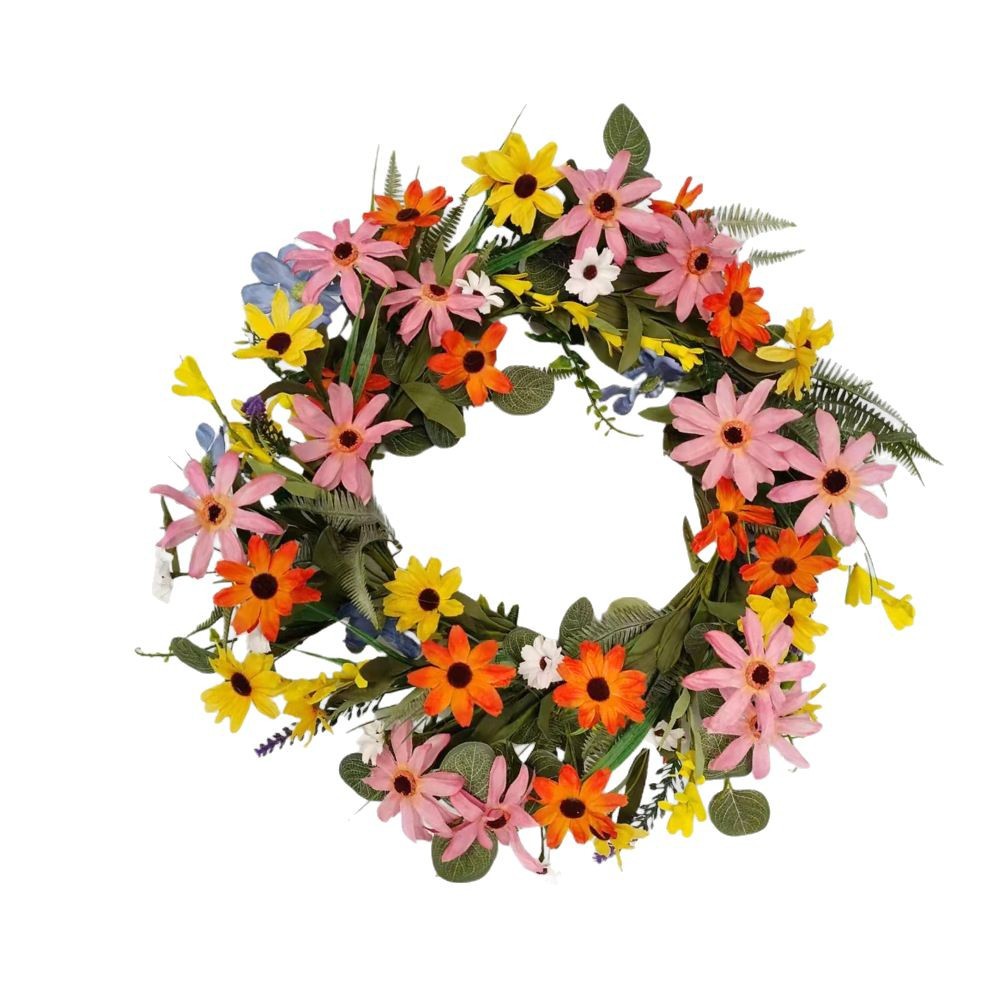 Girnalda artificial, girasol, margarita, decoración de la puerta, colgante de la sala de estar, decoración de la puerta, corona