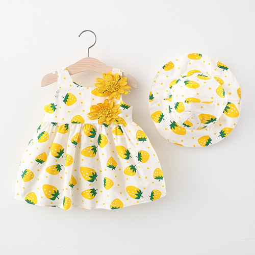  Summer Girls Dress Baby Girl Suspender Skirt Infant Fashionable Strawberry Vest Skirt 1055
