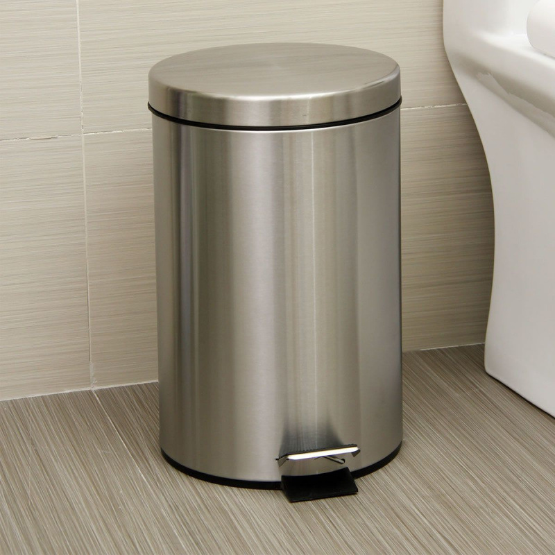 Stainless Steel Trash Can with Lid Household Pedal Toilet Home Kitchen Storage Clean Light Luxury Living Room Clean New
