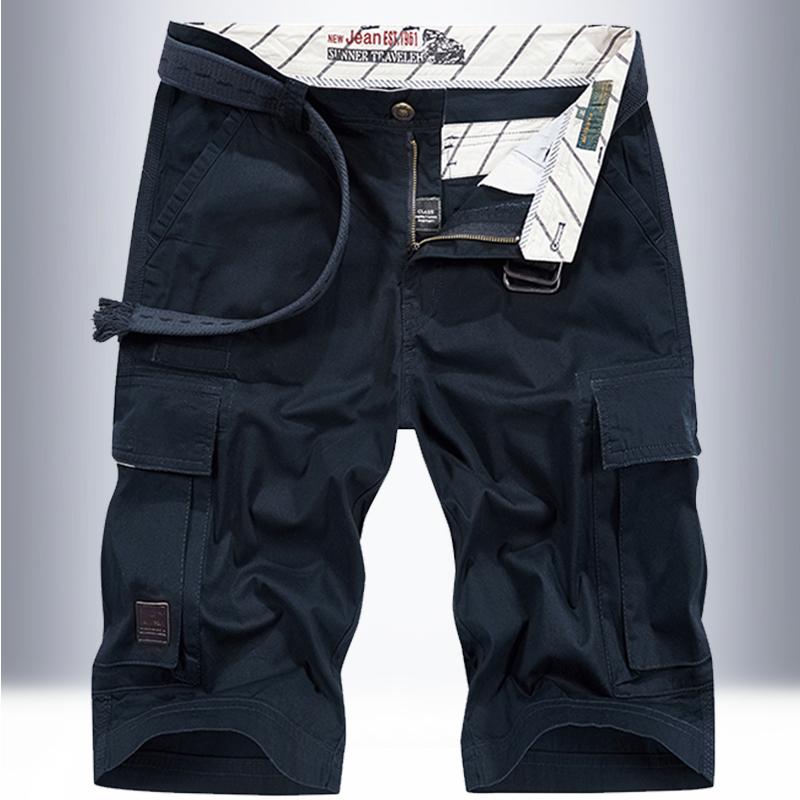 Multi-pocket Crane Shorts Middle-aged and Elderly Men's Summer Thin Pants Pure Cotton Loose plus size Capri Pants Mid-length Pants