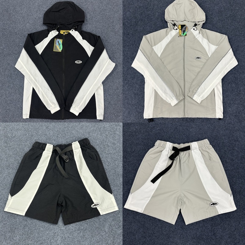 高品質コルテイズアルカトラズセットカラーブロック刺繍バッジユニセックスウインドブレーカーインジャケットショーツ|undefined