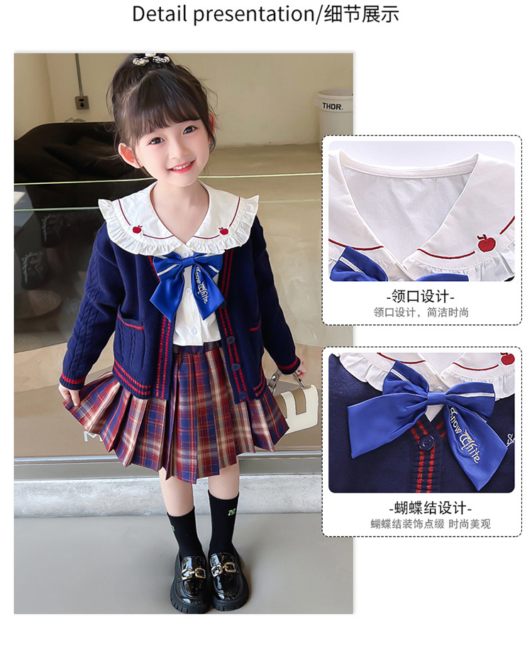 Niña otoño vestido 2022 nuevo niño aire chic suéter overfalda otoño bebé JK uniforme set pic 3