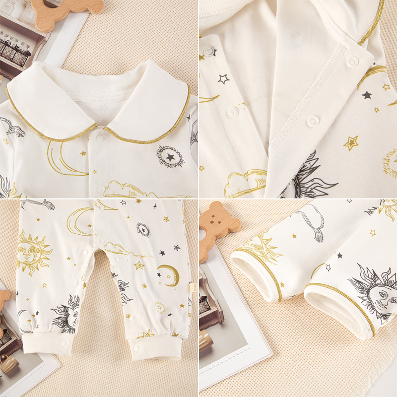 Al por mayor personalizado estilo nórdico primavera y otoño mono bebé mampara de manga larga algodón hombres y mujeres mono bebé ropa de hogar