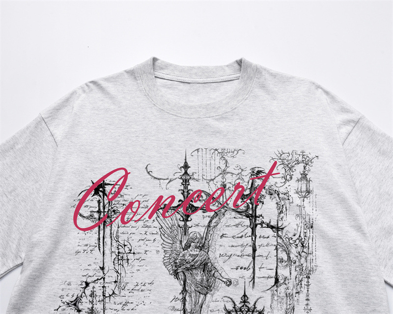 Camiseta hombre estampado gótico castillo ángel algodón blanco_voghion.com