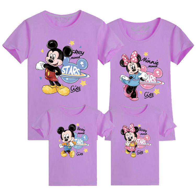 Padre-hijo de manga corta familia de tres bocas cuatro bocas decoración del hogar global Mickey actividad clase ropa madre-hijo Camiseta de mujer moda